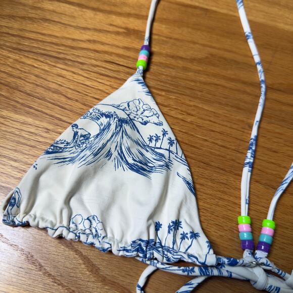 Frankies Tatum Triangle String Bikini Top Beach Print XS - Picture 4 of 6